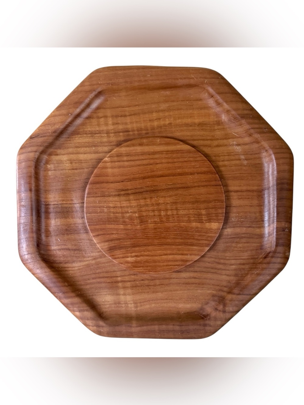 Teakwood octagon cheese tray serving tray party 12”x12”